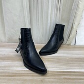 Lady 短靴 粗跟侧拉链时装 Shoes外贸原单女靴新款 气质尖头纯色时尚