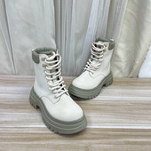 圆头系带厚底粗跟时装 Lady Shoes外贸原单女靴微瑕时尚 短靴马丁靴