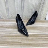 外贸原单女鞋 日常气质百搭工鞋 新款 尖头纯色浅口细高跟一脚蹬单鞋