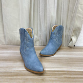 舒适休闲百搭一脚蹬女款 外贸原单尖头粗跟短靴简约时尚 新款 靴子