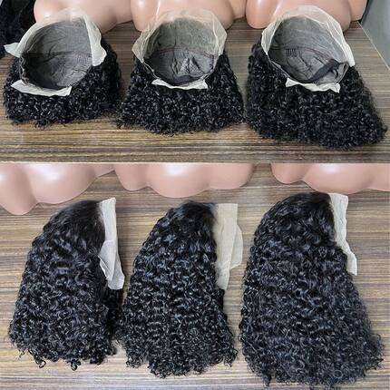 真人假发波波头卷发13*4前蕾丝假发头套human hair wig bob curly