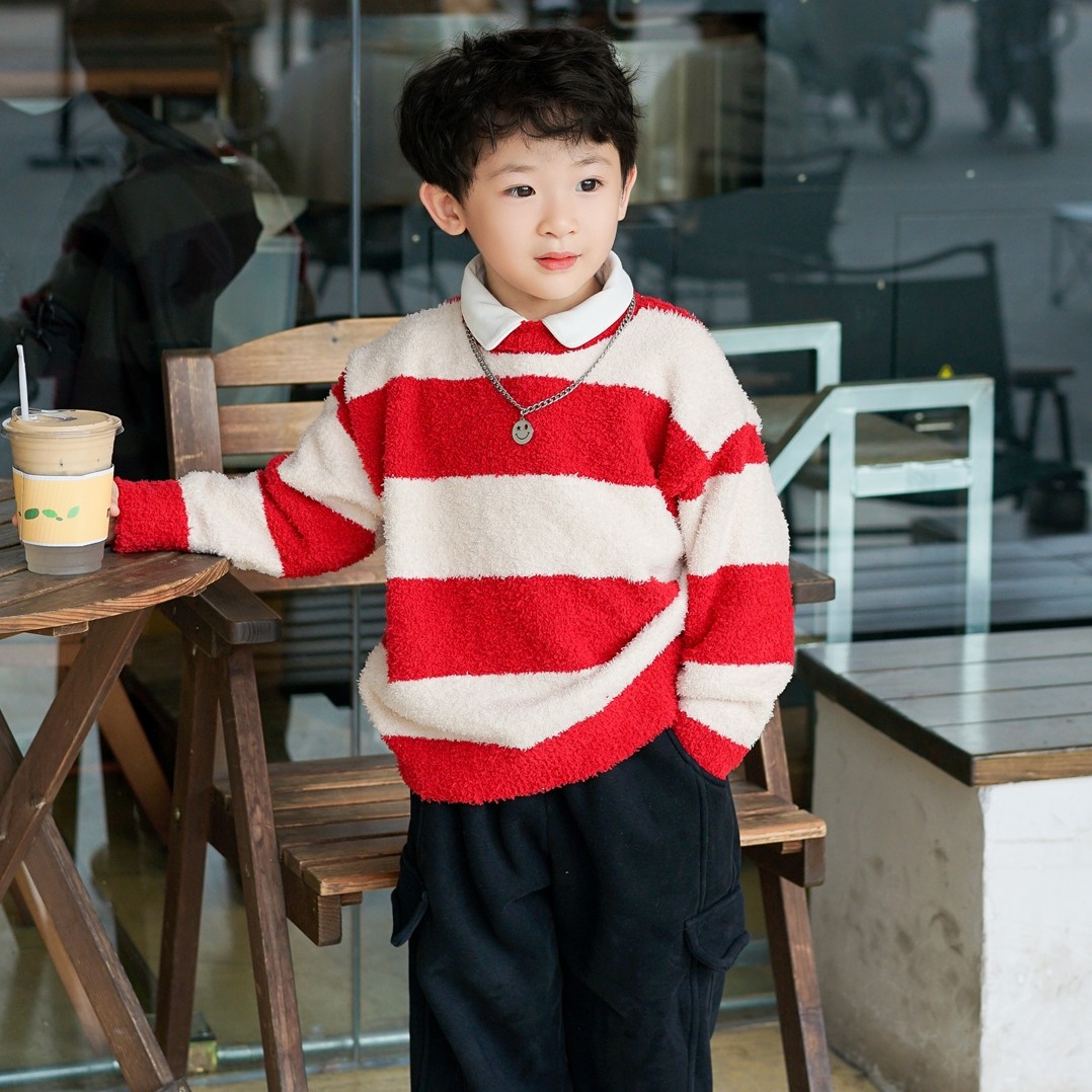郑猪宝儿童冬季毛衣男童秋冬条纹长袖针织衫保暖圆领套头毛线衫,童装/婴儿装/亲子装,毛衣/针织衫,淘宝优惠券,粉丝福利购,淘宝优惠卷
