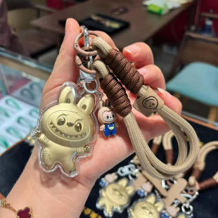 足金999拉布布黄金20mg手机车包钥匙扣labubu饰品挂件