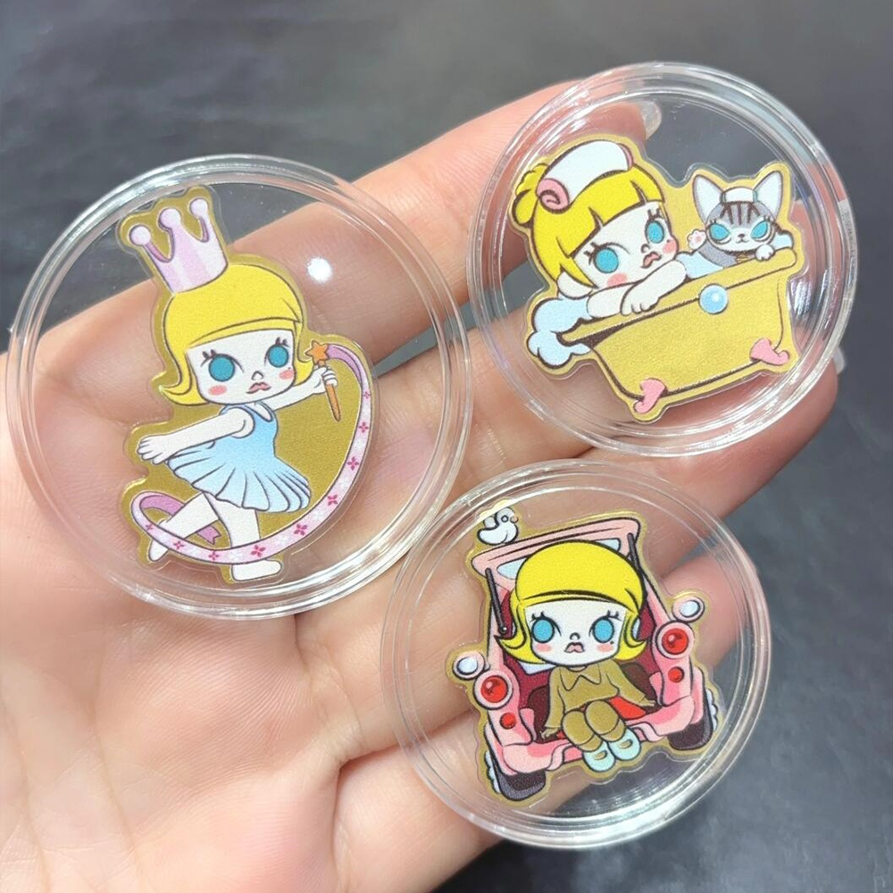 足金999潮玩泡泡玛特黄金冰箱车贴手机贴金片