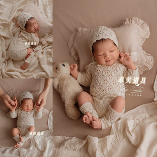 纪实风新生婴儿摄影服装宝宝月子照主题影楼写真上门在家拍摄道具