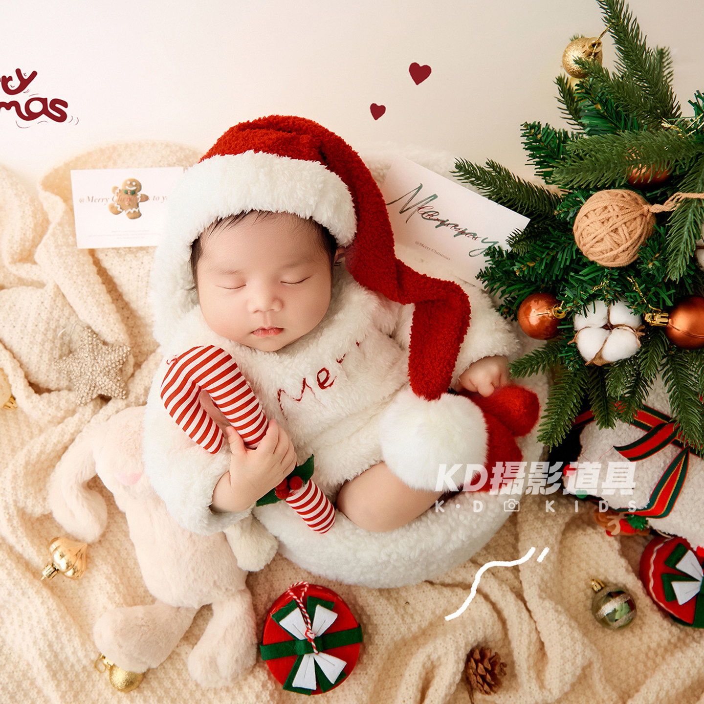新生的儿摄影宝宝满月照圣诞主题服装影楼婴儿月子照写真服饰道具