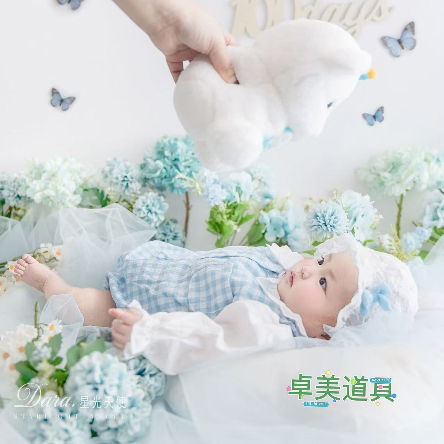 新品女宝宝百天照春季主题影楼儿童摄影服装百日照艺术照写真道具图片