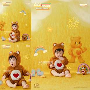 百天宝宝照小熊可爱服装主题道具影楼百岁拍照服装婴儿白天照衣服