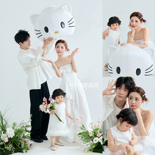 亲子装母女照夏季清新白色高级感主题影楼儿童摄影写真服装照道具