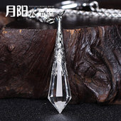 灵摆吊坠复古天然白水晶双尖天使之泪项链饰品男女生日礼物