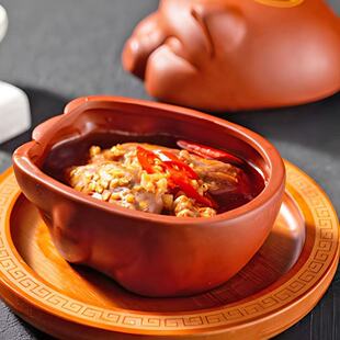 特色碗小吃猪猪瓦罐小猪脑花容器餐具猪脑容器烧烤店烤脑花碗餐厅