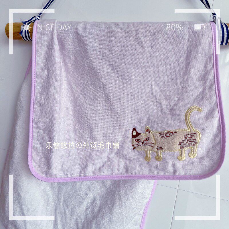 出口日本纯棉双层包边纱布成人儿童女士洗脸洗澡家用毛巾美容巾