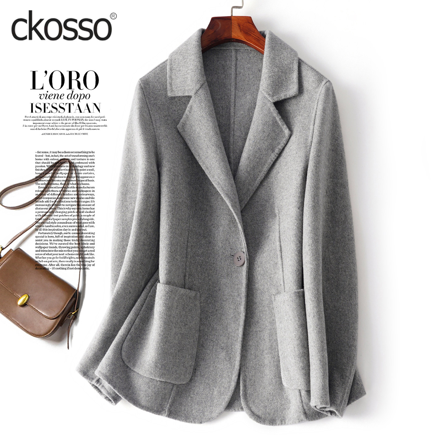 西装外套女短款气质加大码小个子双面绒大衣2026春新款羊毛呢西服