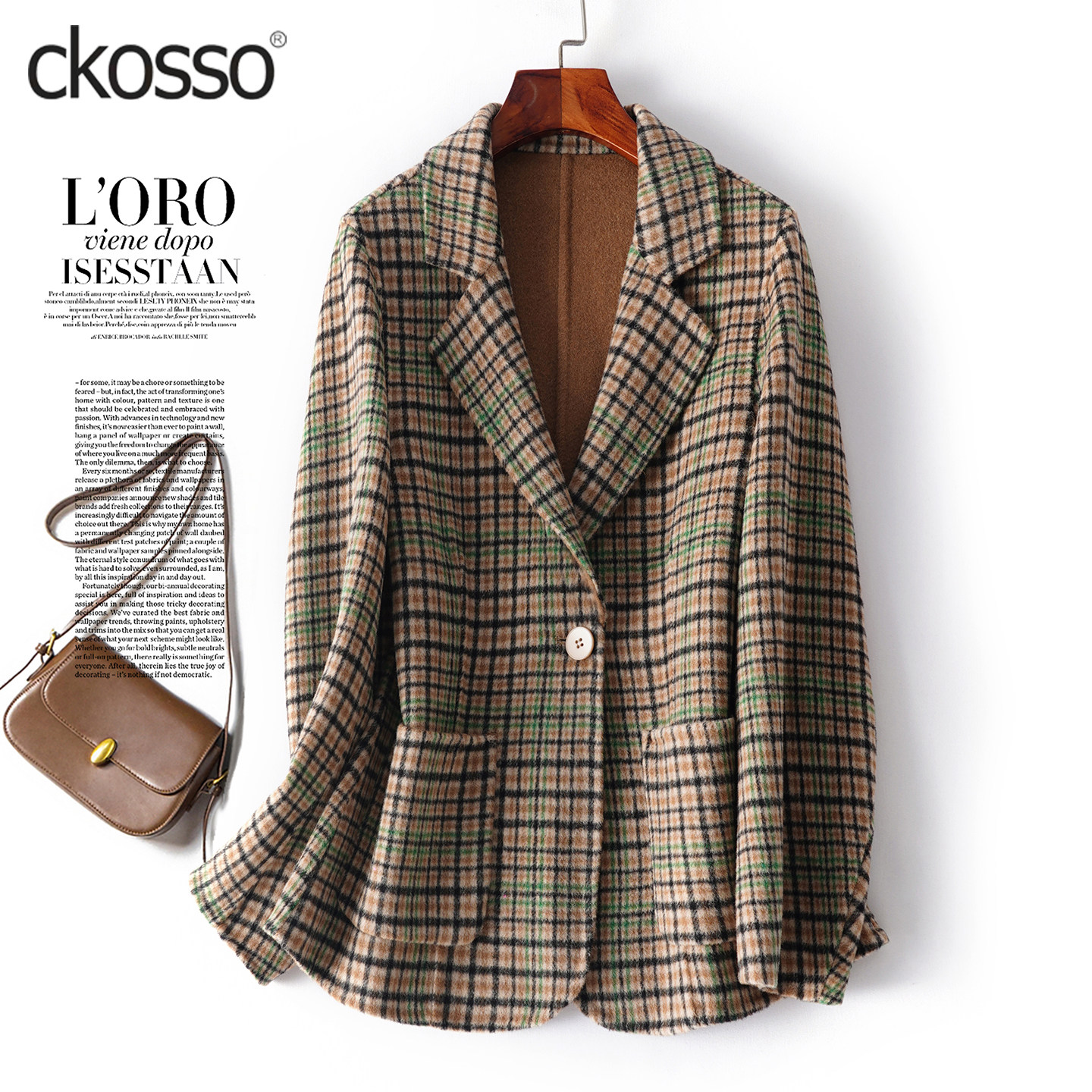 全羊毛呢西装外套女士短款西服领气质小个子2026春新款双面绒大衣