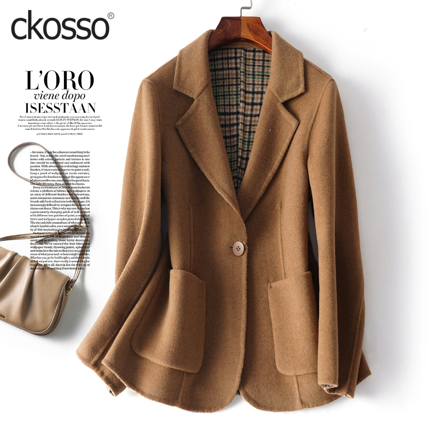 全羊毛呢西装外套女短款通勤气质女装西服2026春秋新款双面绒大衣