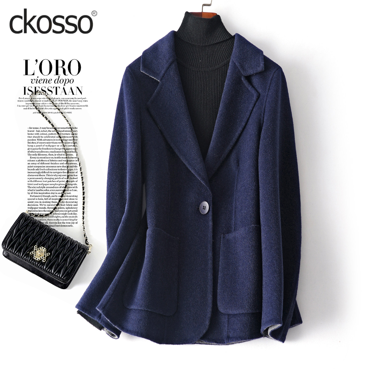 西装外套女士短款气质小个子加大码双面绒大衣2026春秋羊毛呢西服