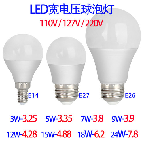 Led宽压球泡灯110V127V220V灯泡