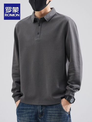 Элитная хлопковая футболка polo, приятный телу лонгслив, осенняя, свободный крой