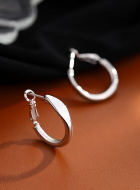 S999纯银针素圈耳圈圆圈耳环