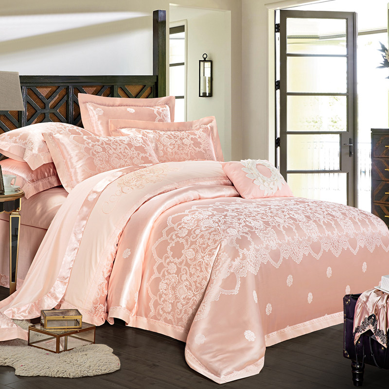 高档欧式全棉贡缎大提花四件套加厚纯棉刺绣被套床单结婚床上用品,床上用品,婚庆床品套件,淘宝优惠券,粉丝福利购,淘宝优惠卷