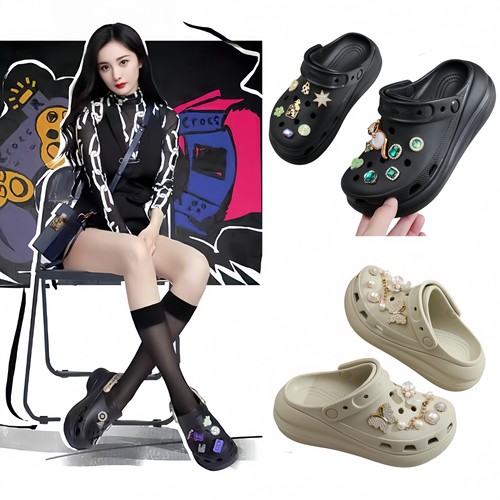 2026新款泡芙洞洞鞋女厚底增高