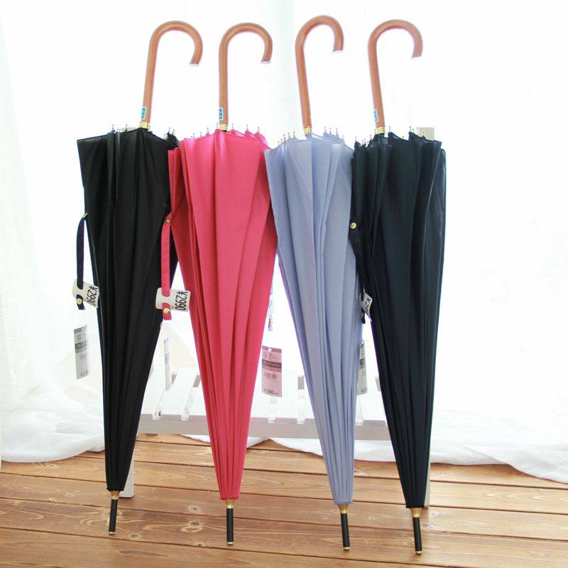 出口日本晴雨伞小清新森女系长柄伞木柄弯钩伞素色情侣雨伞16骨伞,居家日用,伞,淘宝优惠券,粉丝福利购,淘宝优惠卷