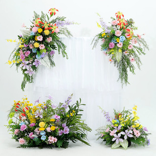 莫奈花园仿真花排森系婚庆地排花婚礼布置橱窗装 饰假花艺 饰布置装