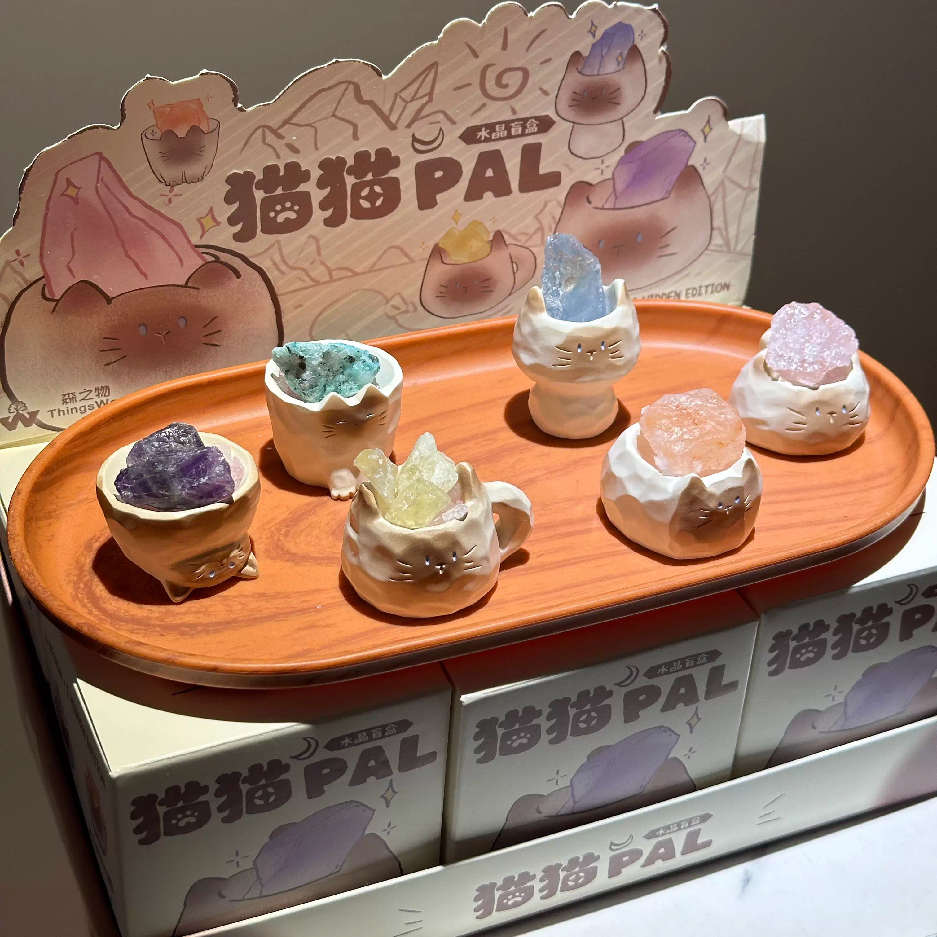 猫猫水晶盲盒增强磁场桌面摆件
