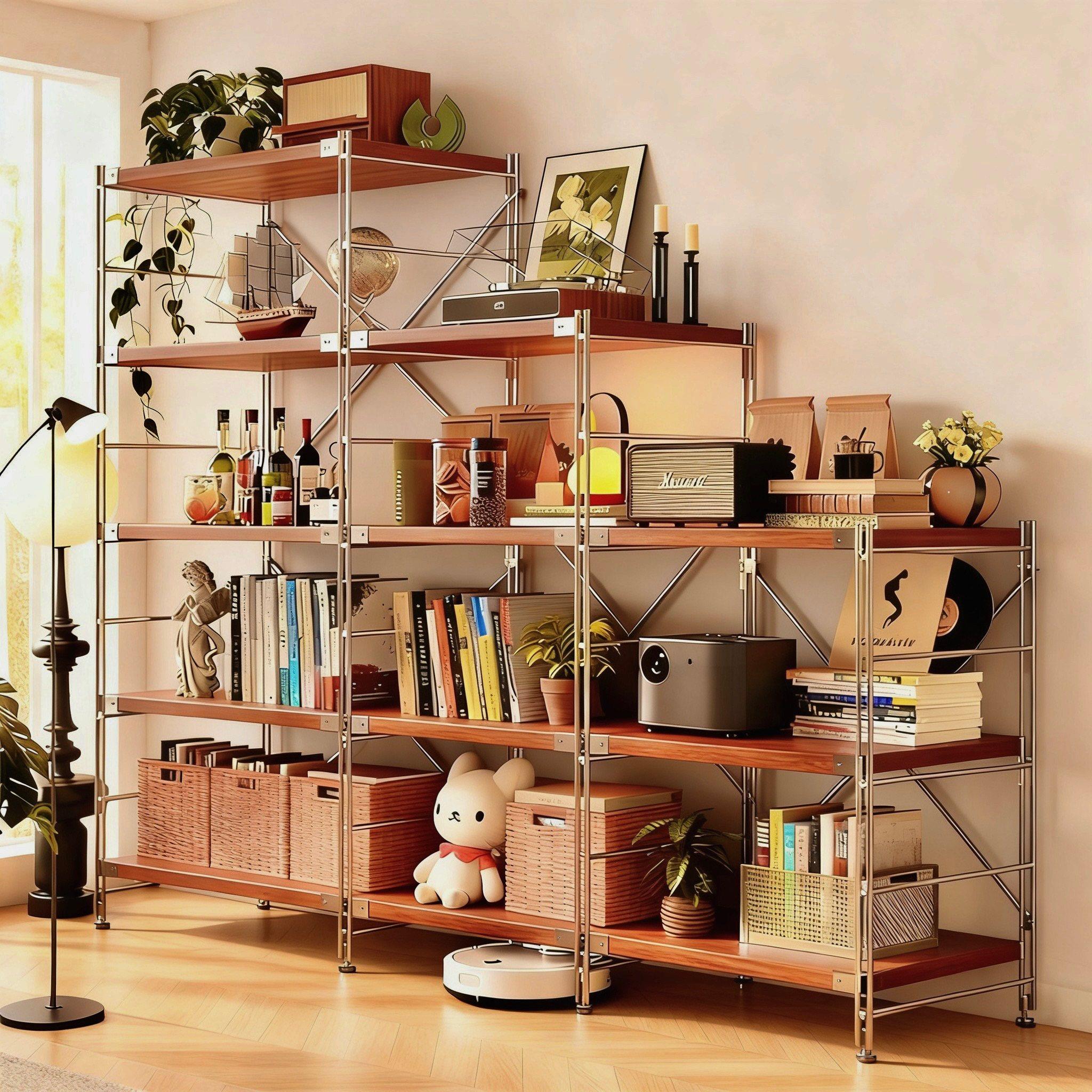 日式置物架落地多层客厅书架中古储物架阳台花架厨房微波炉收纳架,商业/办公家具,置物架/陈列架/储物架/展示架,淘宝优惠券,粉丝福利购,淘宝优惠卷