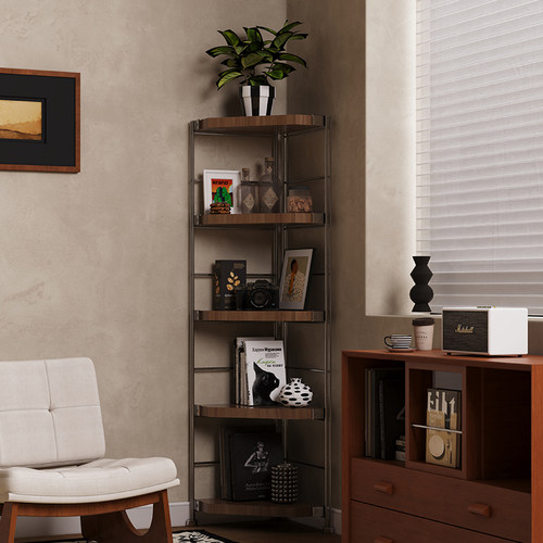 中古风拐角置物架夹缝收纳架角柜