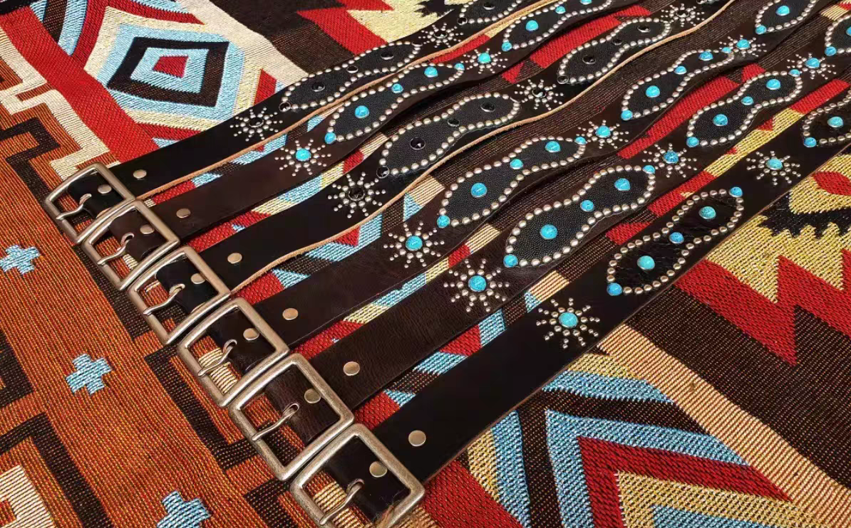 阿美咔叽风恶魔之眼仿古绿松石铆钉真皮腰带宽度3.8厘米,服饰配件/皮带/帽子/围巾,腰带/皮带/腰链,淘宝优惠券,粉丝福利购,淘宝优惠卷