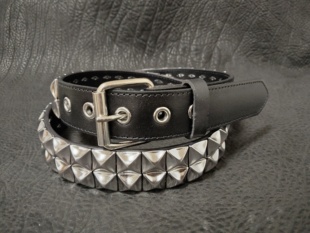 双面头层黄牛皮蒙古包鼓包硬核朋克机车摇滚真皮铆钉腰带宽度3.3