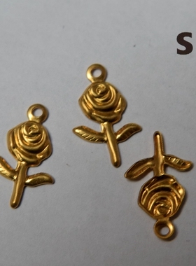 美国进口一朵小花植物吊坠新娘头饰主题饰品手作材料纯铜[花朵]