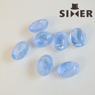 进口1970s通透云纹琉璃蓝色圆形宝石贴片手作首饰配件【蓝】