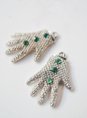 进口古董绿钻手套吊坠21x29mm饰品配件手作装饰材料【Y2】