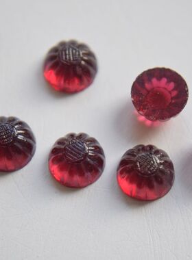 美国进口古董琉璃宝石红色肌理小圆贴片手作饰品首饰配件7.5红】