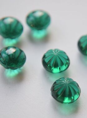 进口古董琉璃绿色肌理包子纹手作饰品配件DIY首饰材料【绿】