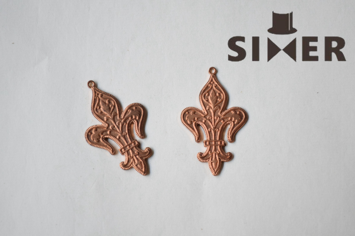 美国进口1980s红铜花纹鸢尾花吊坠diy饰品材料手作配件【工具】