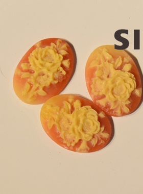 香港产树脂玫瑰花橙色宝石贴片25*18mm饰品配件装饰手作材料【F1]