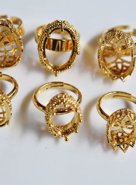 六子定制国产优质铜镀真金戒指托合集戒托半成品DIY饰品手作材料