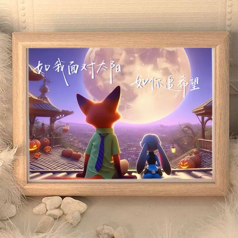 疯狂动物城尼克朱迪真玻璃相框
