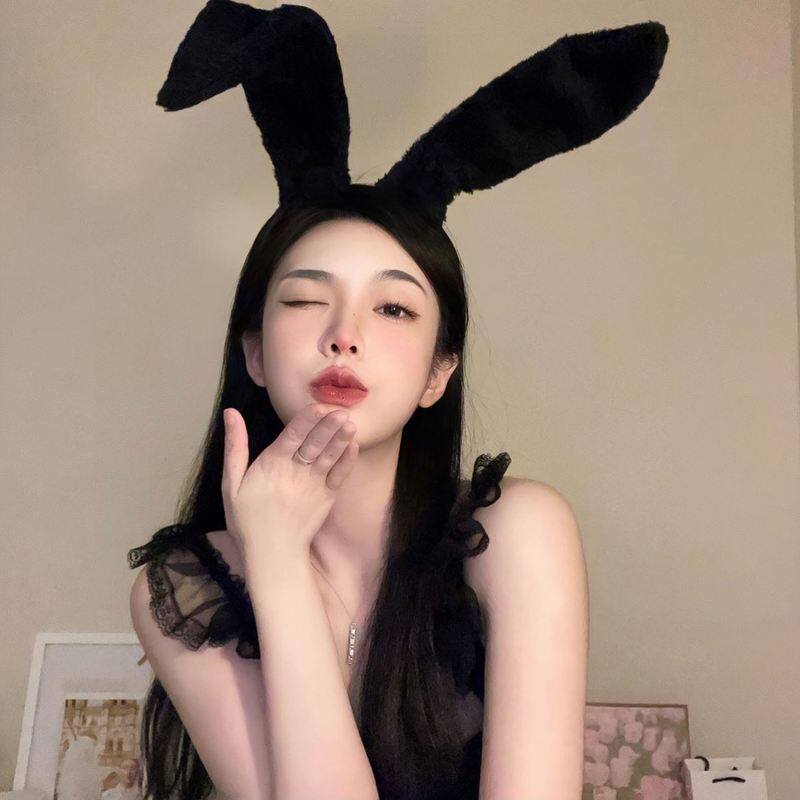 可爱兔子耳朵万圣节头饰毛绒发夹网红秋冬洗脸发箍女饰品发饰发卡