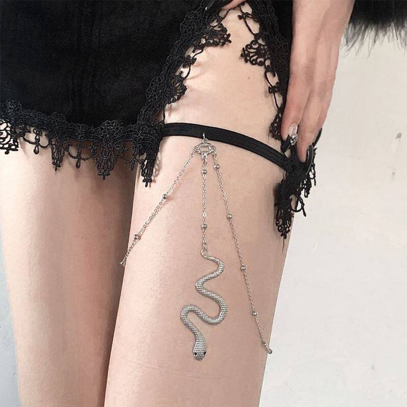 暗黑系蛇形腿链女纯欲风朋克