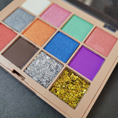 12色珠光眼影盘亮片闪粉金银粉橘色桔橙色红色儿童六一舞台妆演出