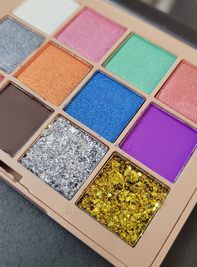 12色珠光眼影盘亮片闪粉金银粉橘色桔橙色红色儿童六一舞台妆演出