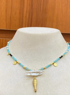 小众设计天然石异形珍珠串珠项链女轻奢高级感精致锁骨链颈链配饰