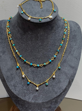 小众设计天然绿松石石项链