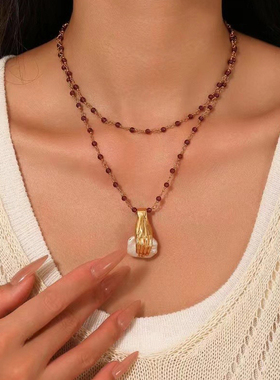 小众设计款石榴水晶项链