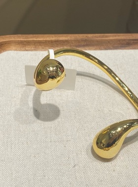 小众设计水滴素面开口手镯女小众设计高级感亮面镯子手饰重工手镯