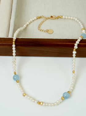 简约饰品5cm海蓝宝宫廷复古项链